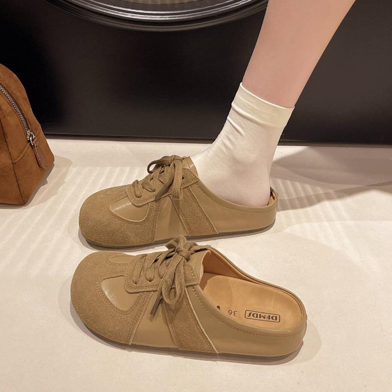 Baotou Half-slipper женские ретро немецкие кроссовки удобные женские ленивые туфли на толстой подошве и без задника