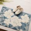 IKEHIKO Corporation Volume Mel Blue Entryway Mat, Rectangular, Approx. 60 X 90cm, Non-Slip, 3D Floral Pattern, Machine Washable, #1310730041801