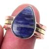 Натуральный Содалит Драгоценный Камень Ручной Работы Серебро 925 пробы Двухцветное Кольцо Р.10 T0v00