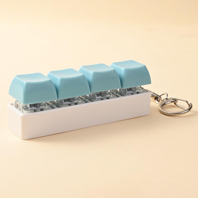 Cute 1 Buttons Keyboard Fidget Keychain Keyboard Clicker Mechanical Keyboard Keyring Stress Relief Toys Gift For Girlfriend