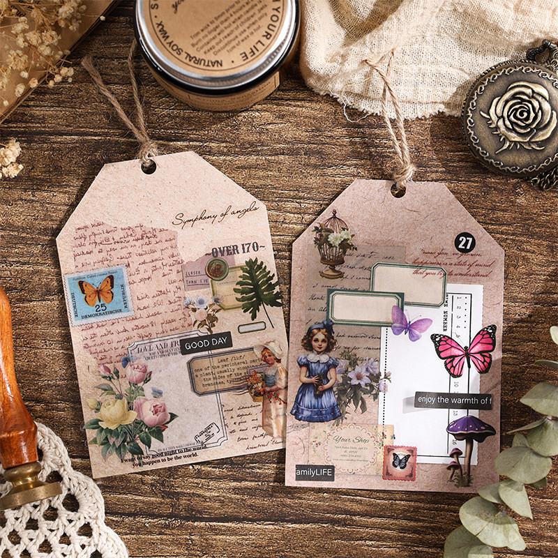 100Sheets/pack Vintage Stickers Waterproof PET Material Children Stationery Sketchbook Diary Scrapbook Supplies for Kids