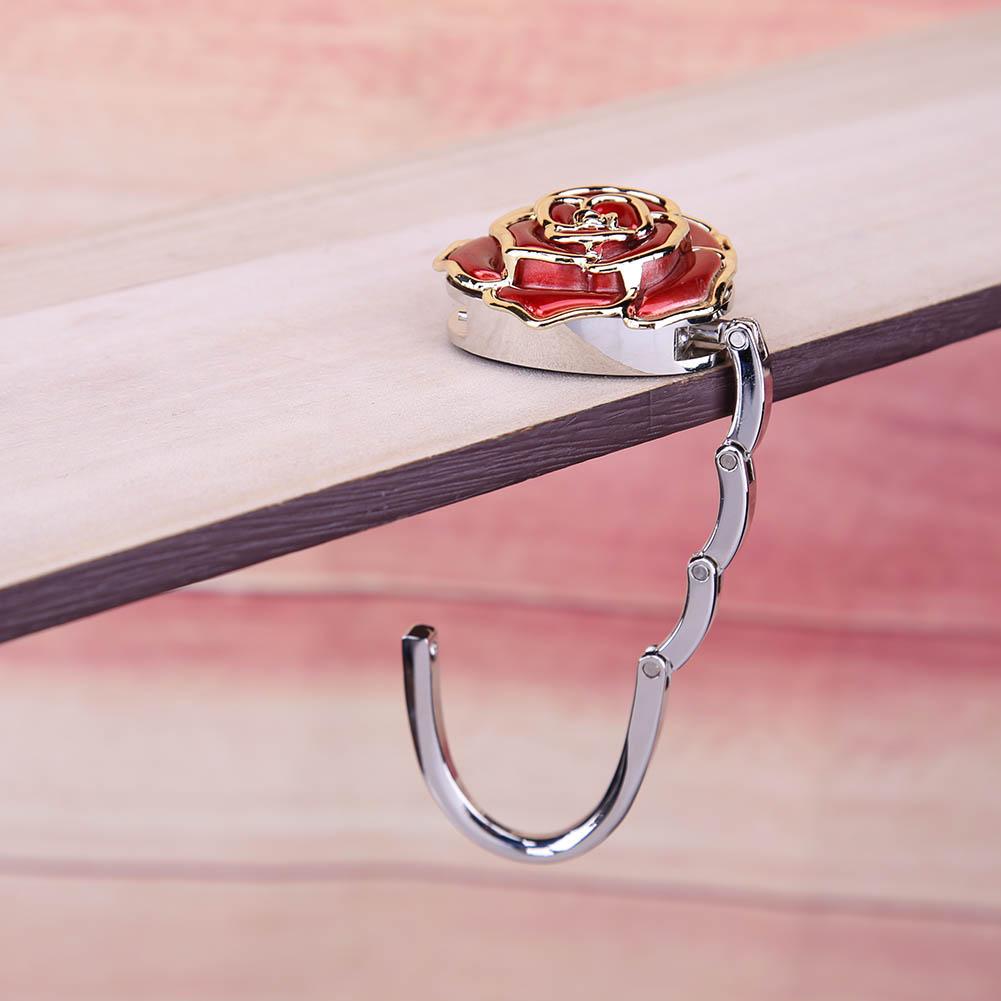 Металлическая вешалка с крючком, уникальный складной узор с розой, модный настольный крючок, 1 шт., кошелек из сплава, сумки, детали, аксессуары