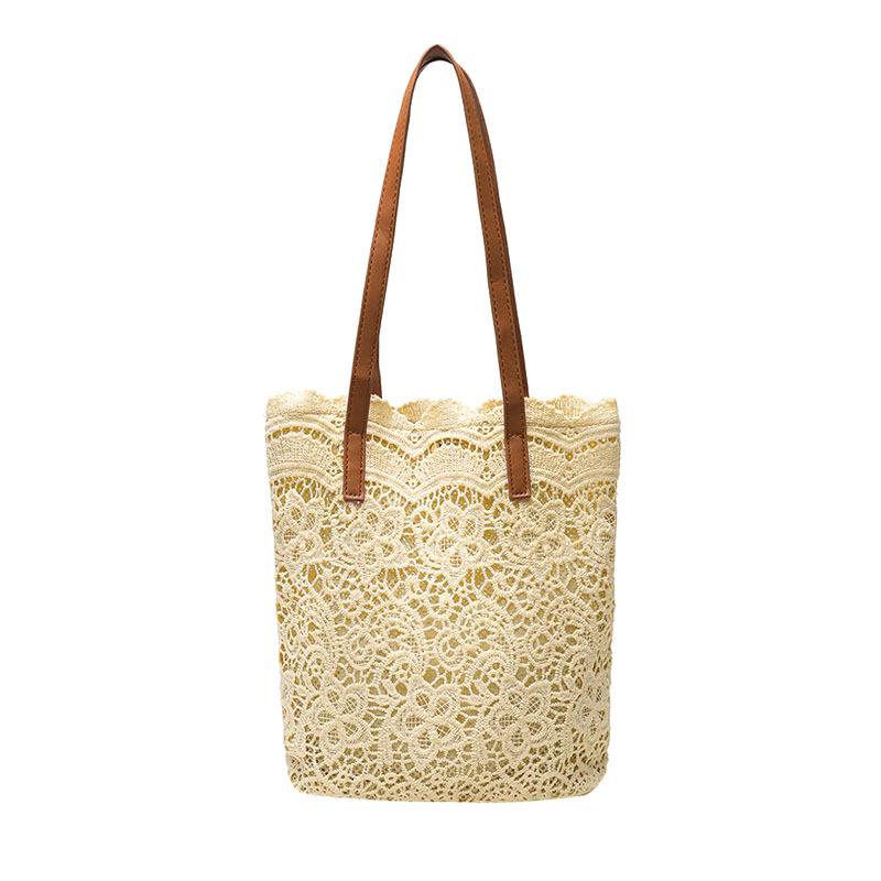 Korean Lace Aesthetic Large Capacity Shoulder Bucket Bag for Women - Spring/Summer