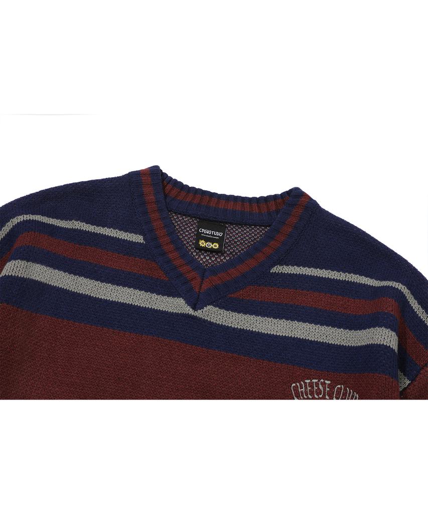 CPGN STUDIO Cheese Club V-Neck Knit Navy