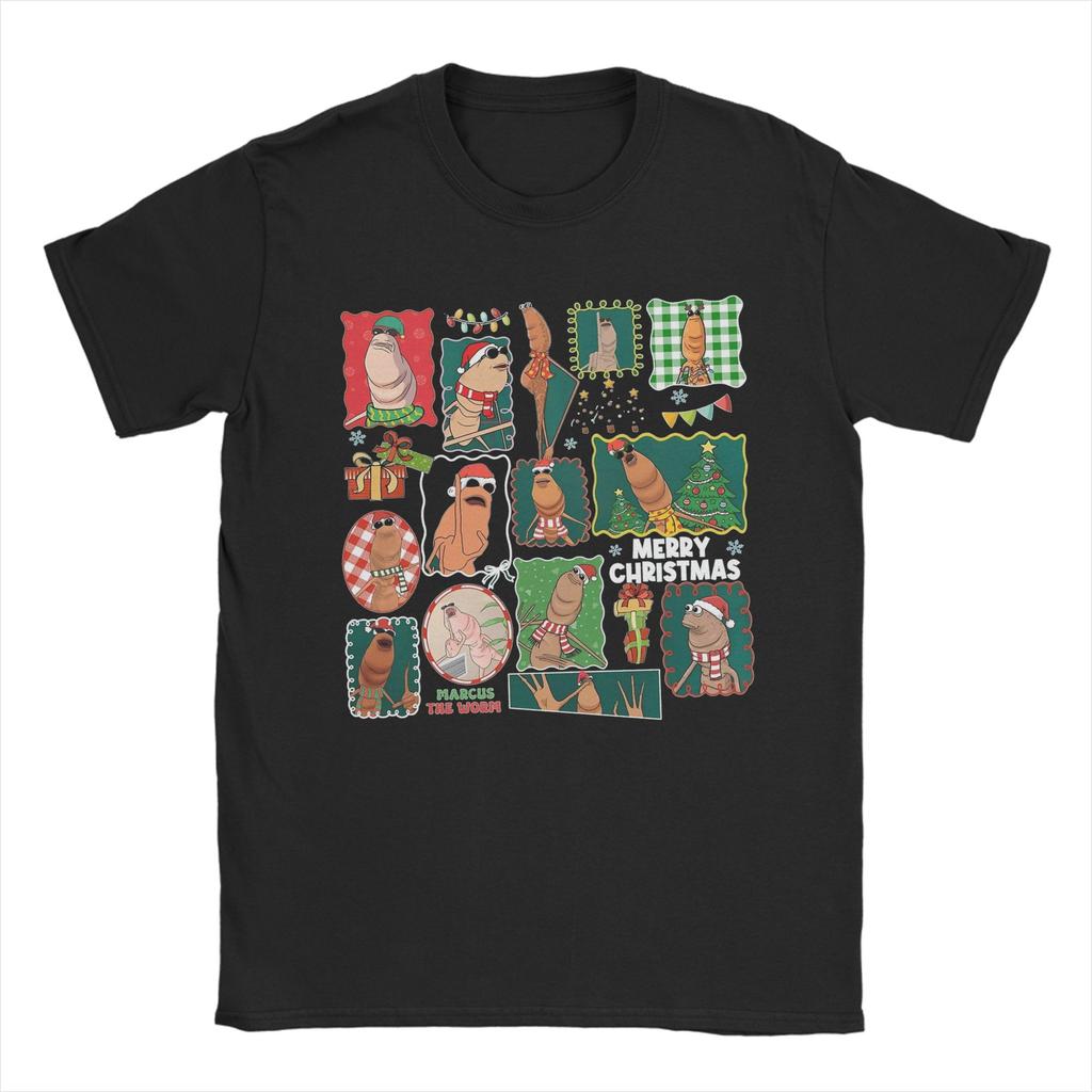 Мужская футболка Marcus The Worm С Рождеством Винтажные футболки 100% хлопок Футболки с коротким рукавом Топы с круглым вырезом Идея для подарка
