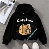 2026 New Cabibara Children's Hooded Sweatshirt Boys' Sport Shirt Girls' Cute Casual Top Cartoon Print Autumn/Winter Long Sleeve