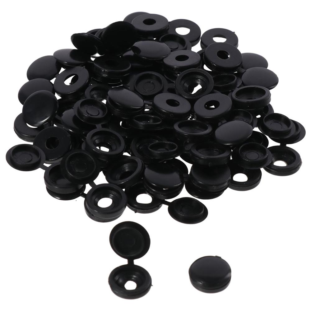 100 Pieces Small Plastic Shutter Screw Caps Black Fold Screw Snap Covers Covering Screw Heads