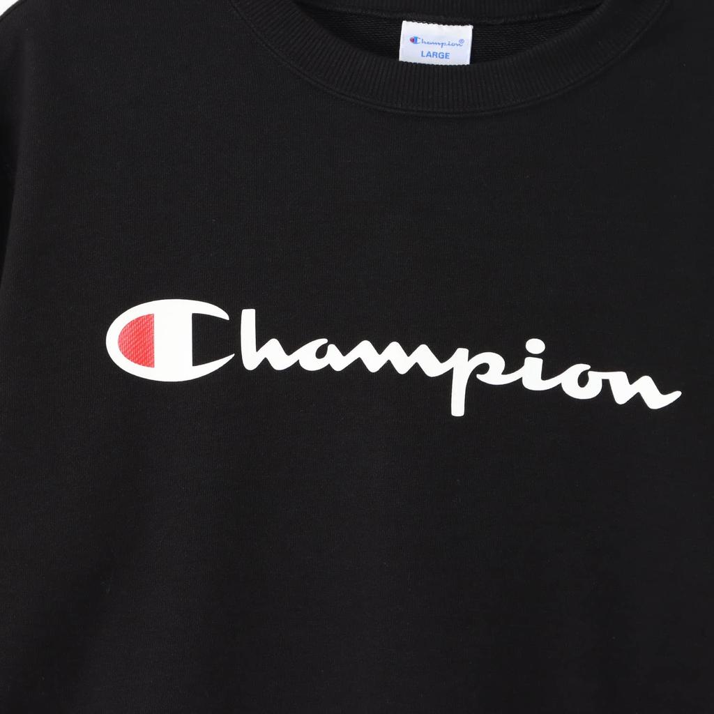 Long Script Crew Neck Basic L [Champion] Sweatshirt, Sleeve, Fleece, Logo, Sweatshirt, C8-W043Z, Men's, Black,