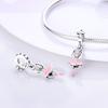 Pink Ballet Girl Pendant Charms Beads Fit Fashion Style Bracelet Necklace 925 Silver DIY Jewelry