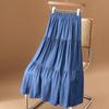Женская универсальная большая многоярусная юбка-свинг, эластичная талия, юбка из ледяного шелка и денима, летняя драпирующаяся, стройнящая, А-силуэта
