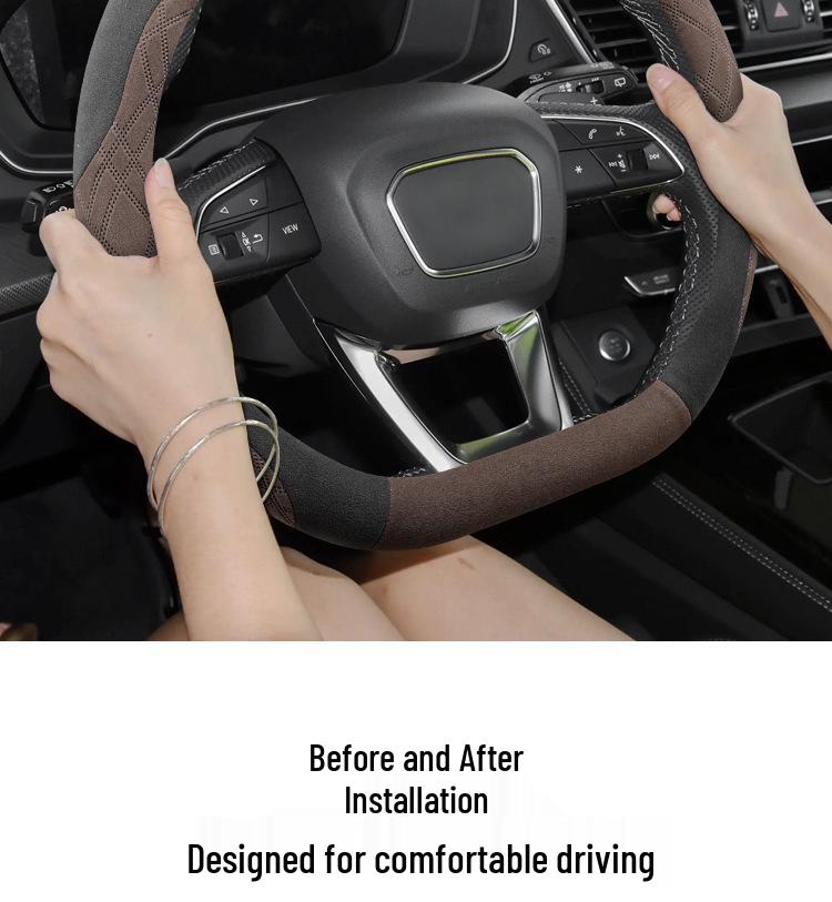 2025 Baojun Xiangjing Steering Wheel Cover - Ultra-thin, Non-slip, Sweat-absorbing Suede, Universal Fit for All Seasons