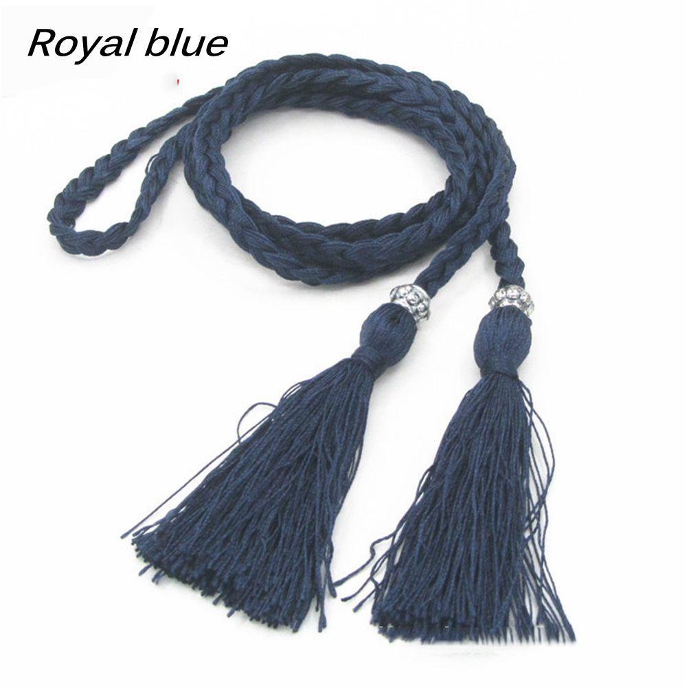 Thin Rope Self-Tie Woven Tassel Belt Bowknot Decorated Waist Women Braided