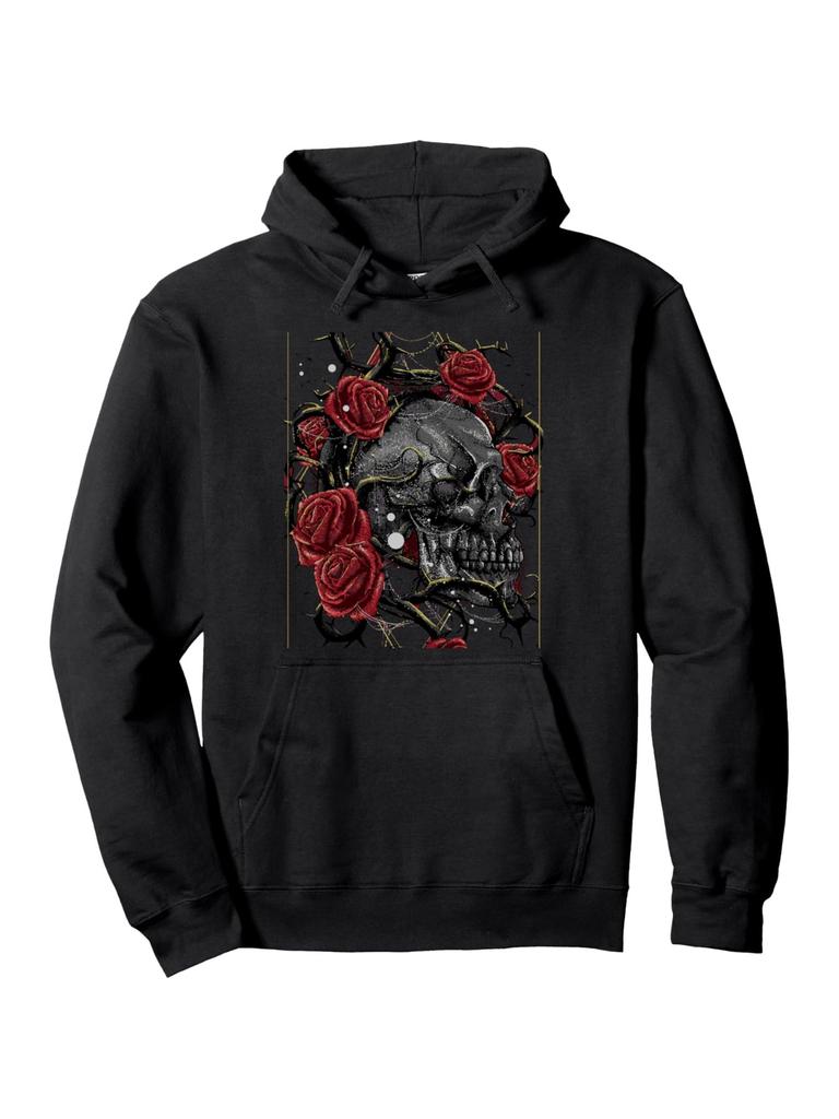 Skull And Red Rose Floral hoodie