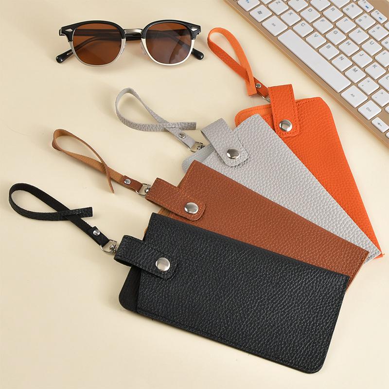 Luxury Women'S Eyeglass Case Leather Soft Holder Pocket Cases Slim Travel Pouch For Sunglasses Eyeglasses Eyewear With Lanyard