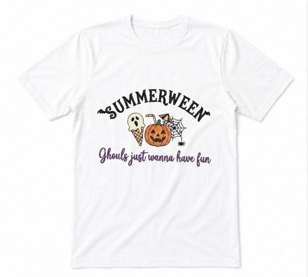 Summerween Just Wanna Have Fun Spooky Ghost Halloween Ice Cream White T-shirt