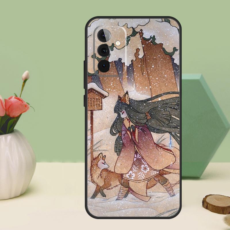 Арт Лиса Кицунэ Для Samsung Galaxy A36 A56 A54 A34 A14 A06 A16 A26 A12 A32 A52 A13 A33 A53 A15 A35 A55 Чехол