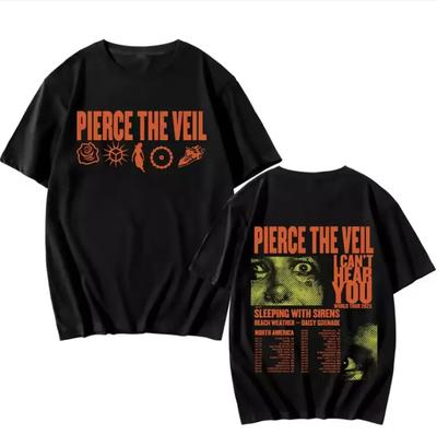 Pierce The Veil I Can't Hear You Мировой тур 2025 Двусторонняя футболка из плотного хлопка