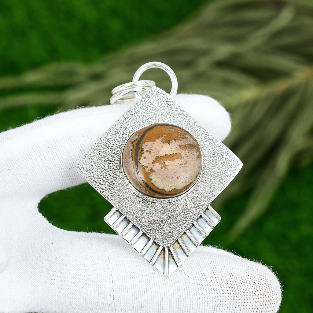 Подвеска из натурального камня яшмы пикассо, ювелирное изделие из серебра 925 пробы для женщин