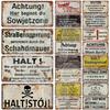 Cold War Border Slogan Warning Sign WWII Military German East Germany Soviet Union Berlin Wall Warning Metal Plaque DDR Sector