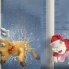 Santa Crash Landing Reindeer Set Christmas Crashing Decorations with Strong Suction Pads for Windows Glass Doors Holiday Home Decor