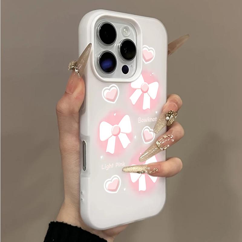 Розовый Бант Простой Макаронного Цвета Гелевый Чехол Для Телефона Для iPhone 17 16 15 14 13 12 Pro Max 11 16 7 8 Plus 16E 17E Air X XS XR Чехол