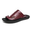 Fashion Summer Sandals High Quality Leather Men Bare Toe Slippers Men Shoes Slip On Casual Shoes Outdoor Mens Slides Comfy Beach Sandals