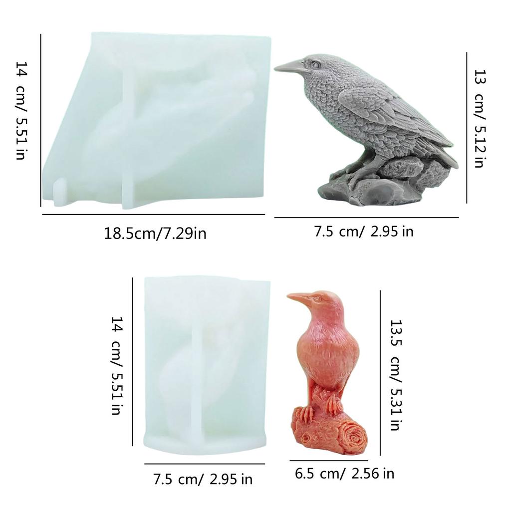 3D Crow Candle Molds Halloween Candle Moulds Silicone Molds Scented Candle Casting Molds for Halloween Decorations