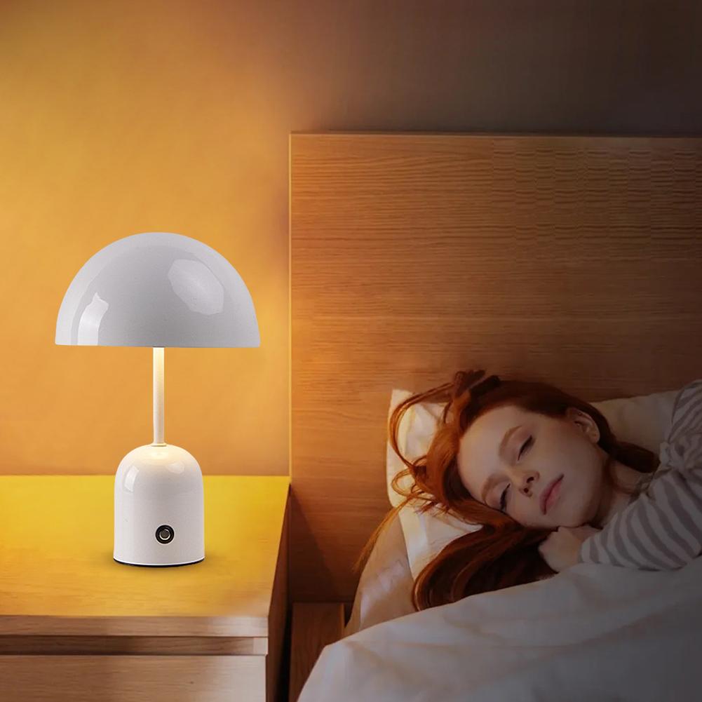 LED Mushroom Light USB Rechargeable 1800mAh Cordless Mushroom Table Lamp Creative Nordic Style Table Lamp for Bedroom/Restaurant
