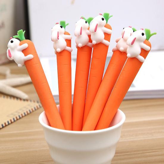 Милые гелевые ручки в форме кролика и морковки, гладкое письмо, мультяшные чернильные ручки для заметок и школы, забавные ручки-животные, новинка для подростков и офиса
