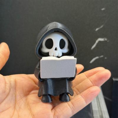 Фигурка Жнеца за чтением, Мини-статуэтка Жнеца из 3D-печати, Милый готический скелет-украшение для книжной полки, Рабочего стола, Полки, Декор для дома на Хэллоуин