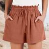 Women's Linen Shorts Summer Beach Casual Comfort Shorts Elastic Waist Lightweight Drawstring Shorts Casual Shorts With Pockets