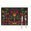 4Pcs Rectangular Boho Mandala Placemats Linen Floral Dining Mats Geometric Table Mat  Dinner