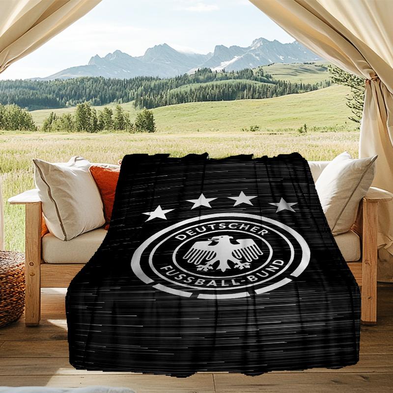 1PC German Football Emblem Printed Soft Flannel Blanket Throw for Adult Bedroom Living Room Sofa Camping Travel Fan gifts Christmas Gifts