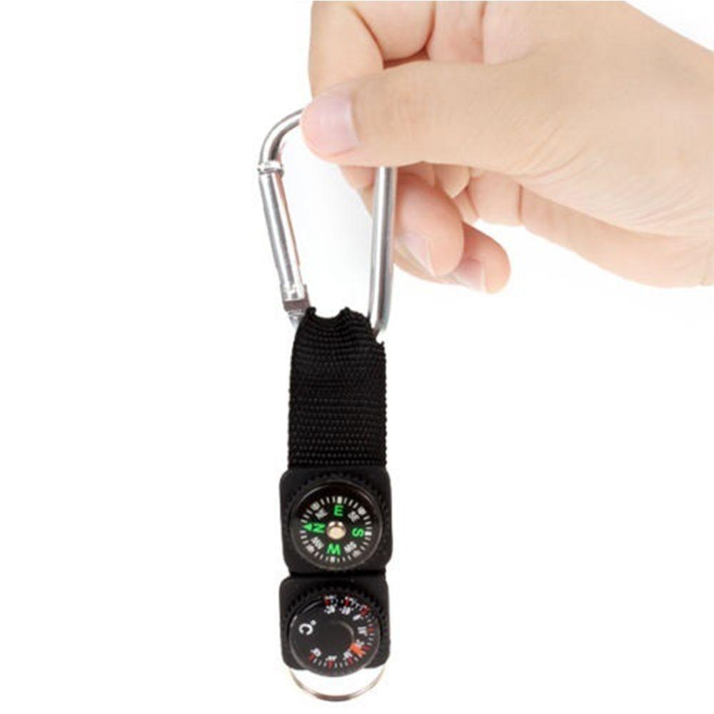 Durable Outdoor Survival Tool High Quality Outdoor Camping Compass Key Chain Thermometer Carabiner