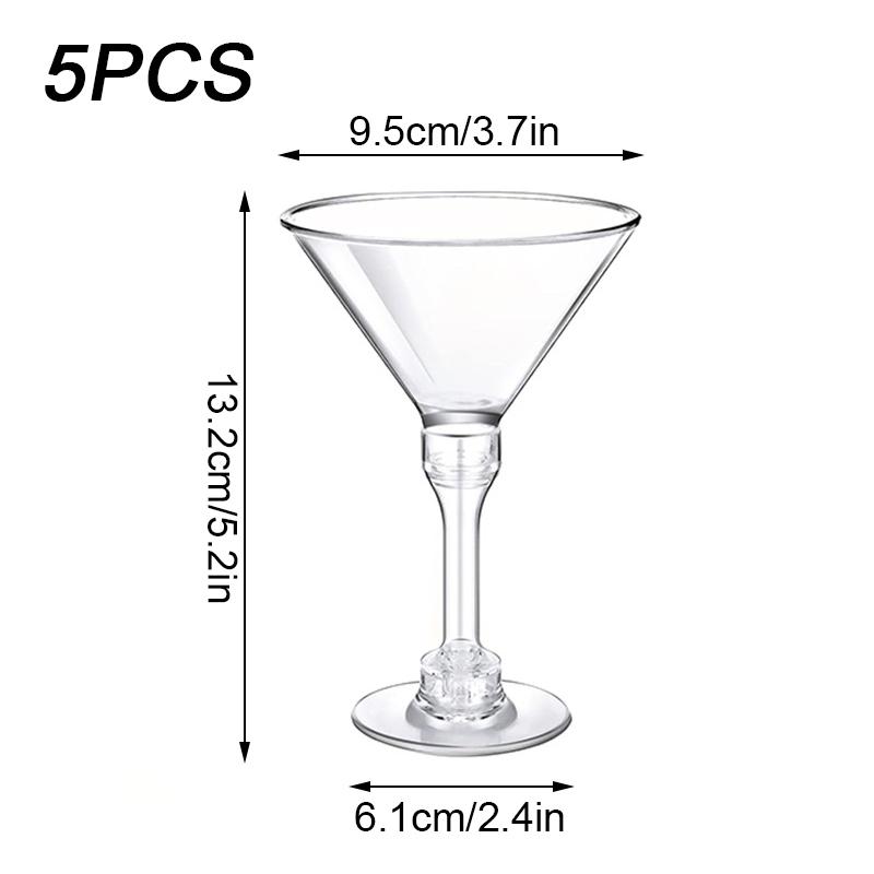 5Pcs/12Pcs Tall Mousse Glasses Transparent Martini Glasses Summer Margarita Glasses Cocktail Plastic Wine Glasses