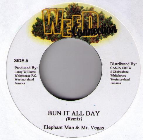 7-дюймовая пластинка ELEPHANT MAN MR. ВЕГАС УЭЙН МАРС Bun It All Day Remix Дым Травы НЕТ Ямайка Регги Ска Даб Использованный