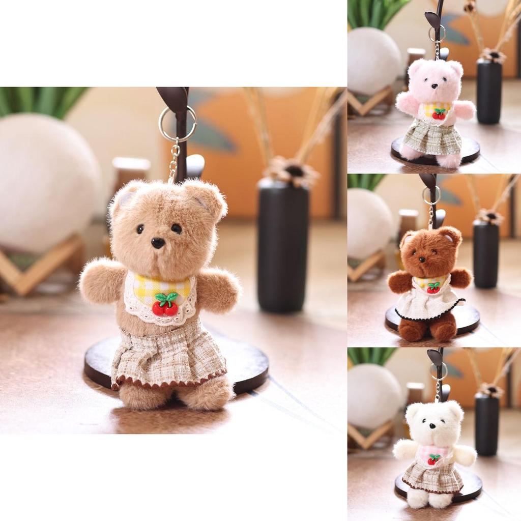 Cute Bear Plush Doll With Cherry Scarf And Skirt For Bag Decoration And Collectors