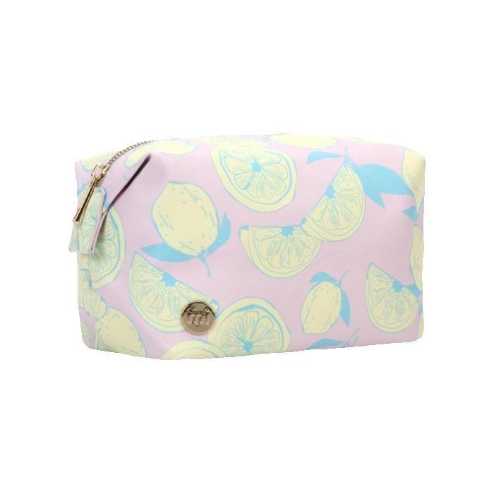 Trousse à Maquillage - MIPAC - Gold Wash Argent - Imprimé Fruits - 100% Polyester - 21x33 cm