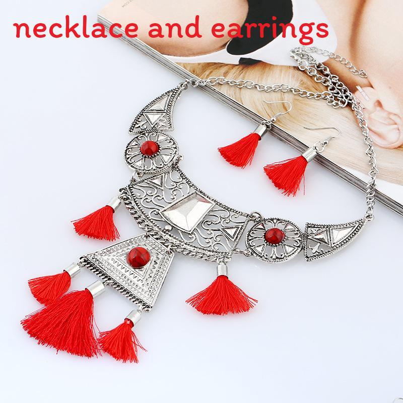 Ethnic Style Simulation Gemstone Decoration Women Necklace With Tassel Design For Travel And Gift Use