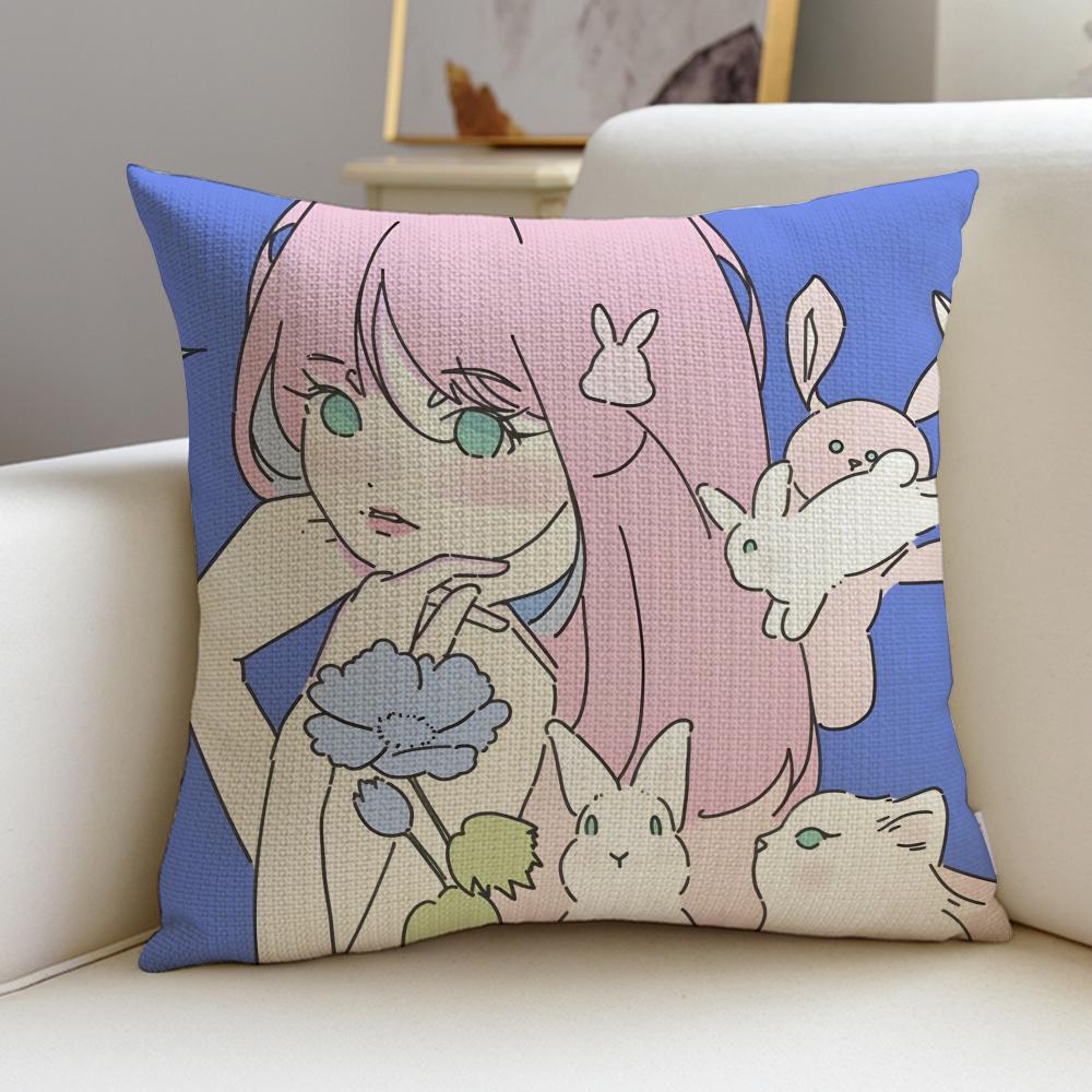 Pretty Ccute girlsS Cushion Cover Breathable and skinfriendly linen pillowcase square removable and washable cushion