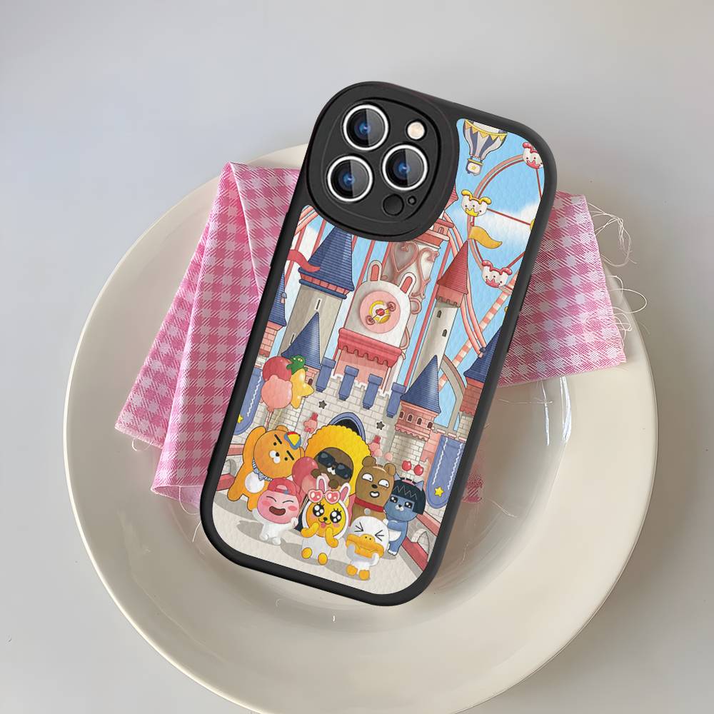 Cartoon K-KAKAO CUTE F-FRIENDS Phone Case For IPhone 16 15 14 13 12 11 Pro Max Plus 16E Soft Leather Cover