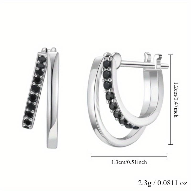 Серьги-кольца с кисточками и двухслойные серьги-кольца с черными камнями, элегантный минималистский дизайн, гипоаллергенные украшения для женщин,