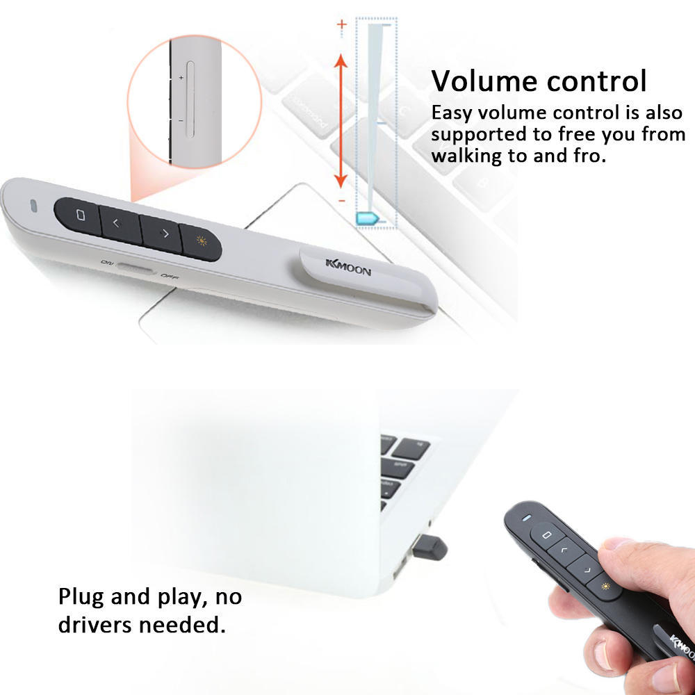 Kkmoon 2.4GHz Wireless PowerPoint Clicker Remote Controller Flip Pen Pointer Handheld PPT Presenter