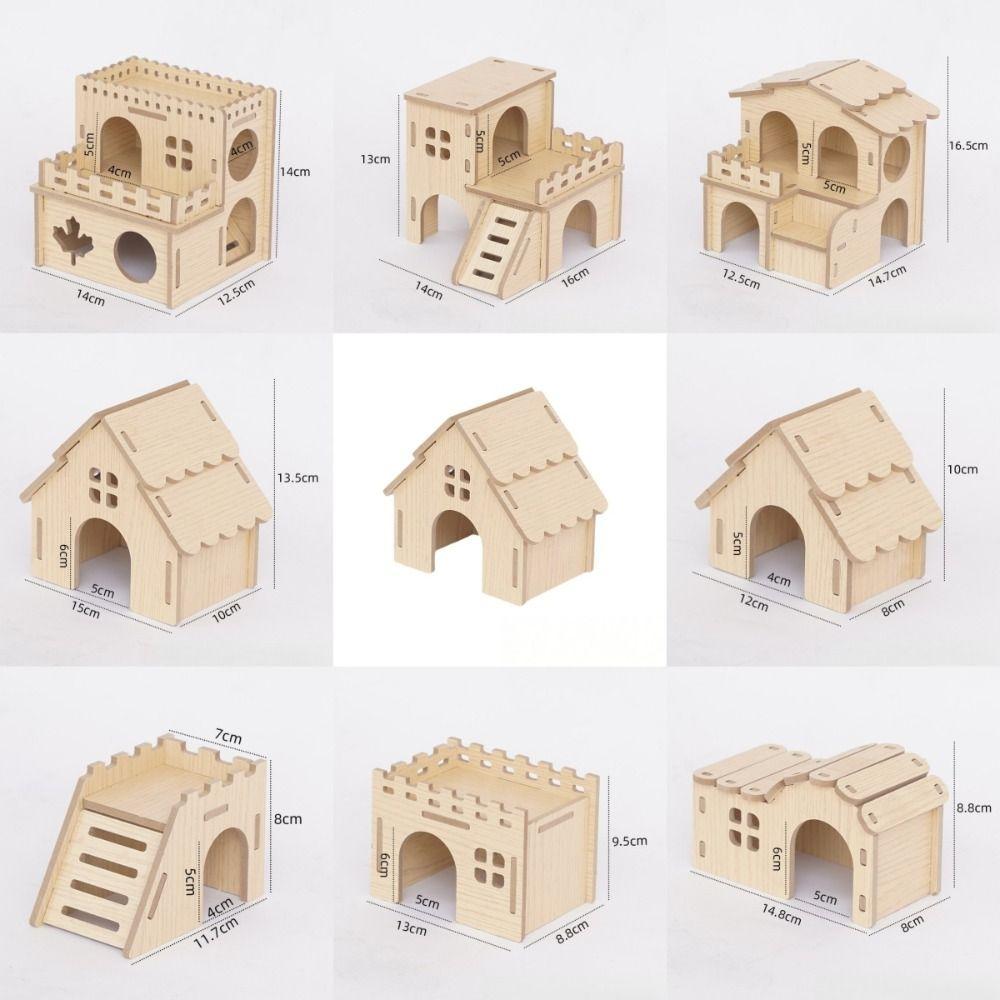Durable Hamster House Natural Wooden Small Pets Hideaway New Hamster Hide Villa  for Chinchilla