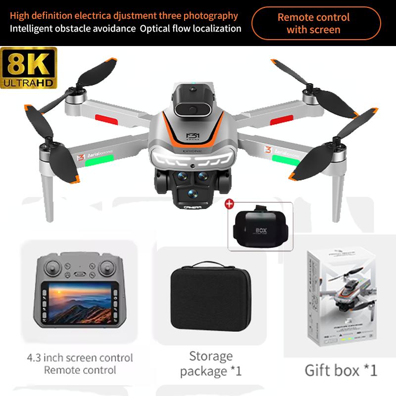 M3 Drone 8K Professinal With 1080P Wide Angle HD Cameras Foldable Helicopter WIFI FPV 180° Electric Adjustable Height Hold Gifts