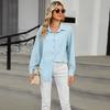 Spring and Autumn Women's Shirt Solid Colour Lapel Button Pocket Loose Long Sleeve Top
