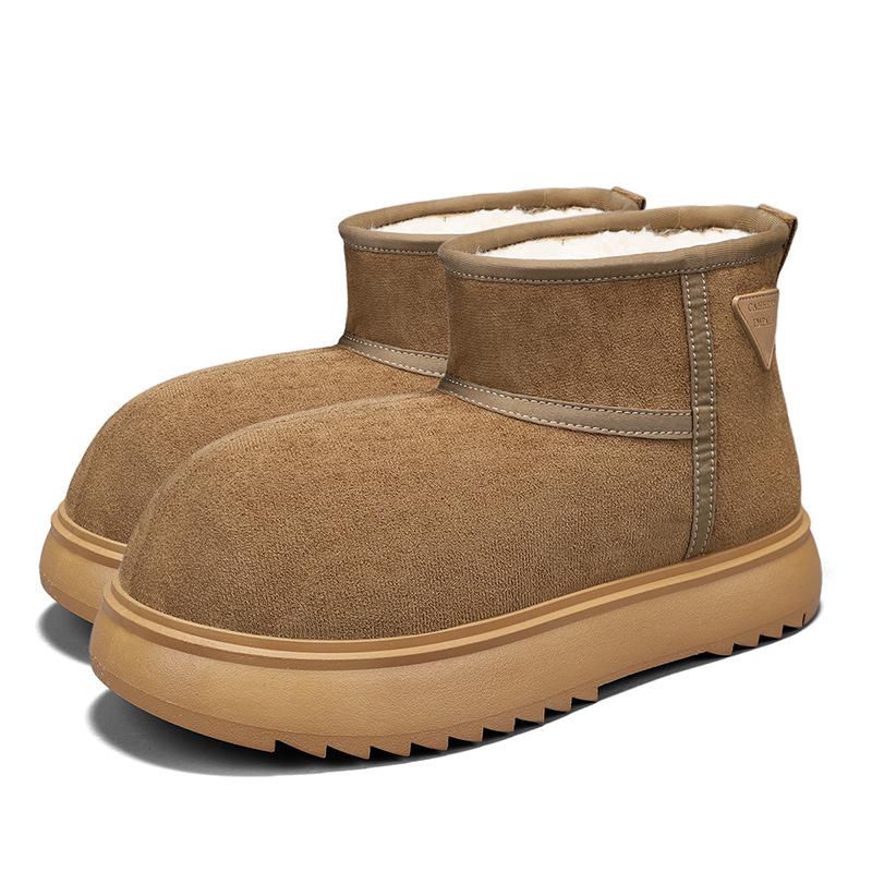 Зимние ботинки с толстой подошвой и большим носком, новые зимние бархатные теплые хлопковые туфли, усиливающие нескользящую повседневную универсальную пару хлопковых коротких ботинок