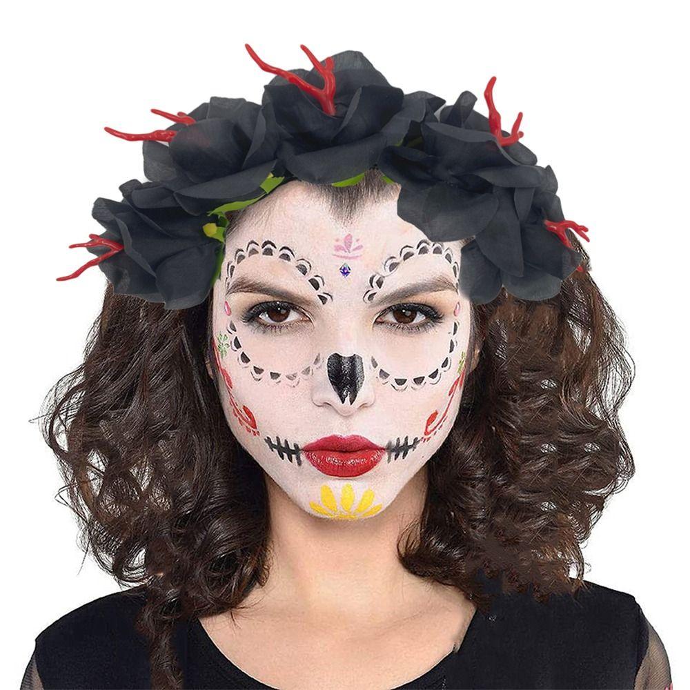 Halloween Rose Flower Crown Headband Hawaiian Mexican Hair Accessories  for Women