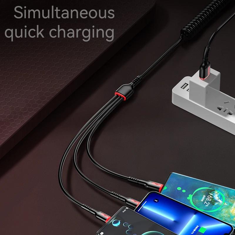 1 шт. 3 в 1 66 Вт 6 А Быстрая зарядка USB Type C Кабель Micro USB для iPhone Зарядный кабель для Зарядного устройства