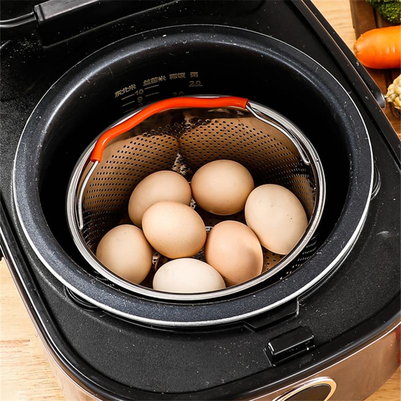 Stainless Steel Kitchen Steamed Grid Pressure Cooker Anti-Scald Steamer Multi-Function Fruit Cleaning Basket Cooking Accessories